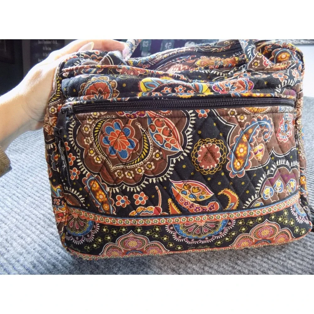 Vera Bradley Kensington Bowler Bag Blue Paisley Quilted Cotton Satchel Handbag